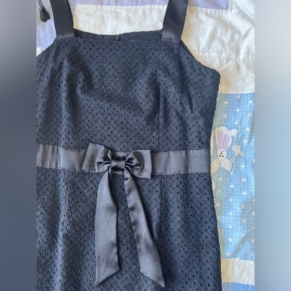 VIF Paris Womens Black Ribbon Bow Fit and Flare Preppy Feminine Midi Dress Small - Picture 3 of 9